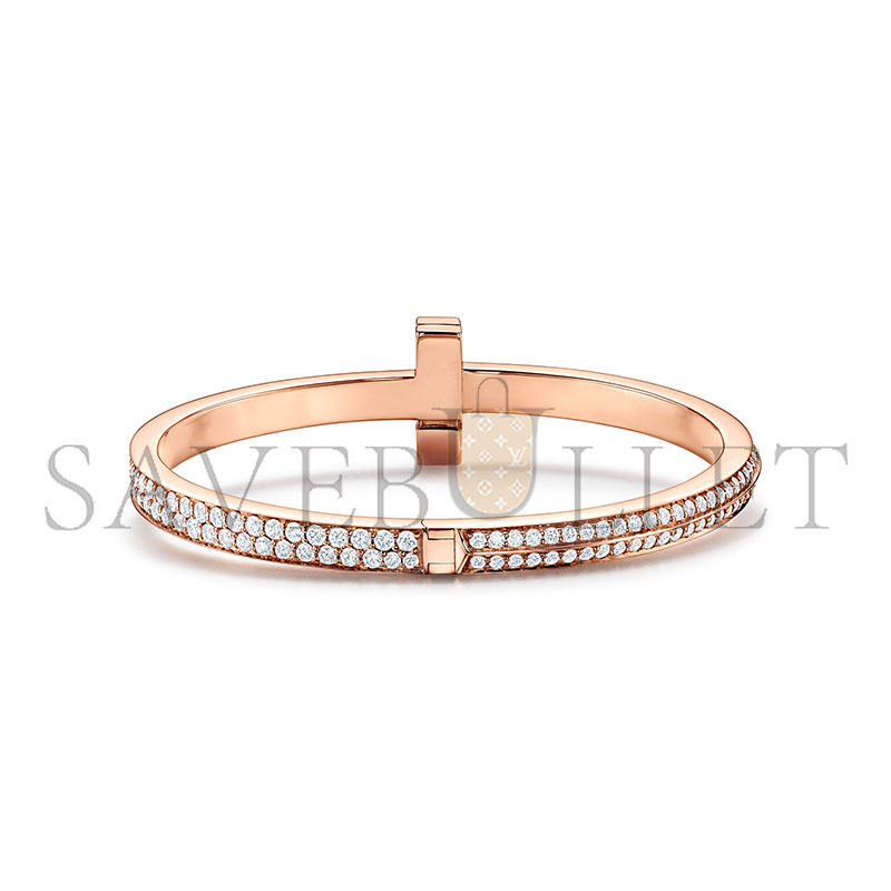 TIFFANY T1 WIDE DIAMOND HINGED BANGLE IN ROSE GOLD 68127289